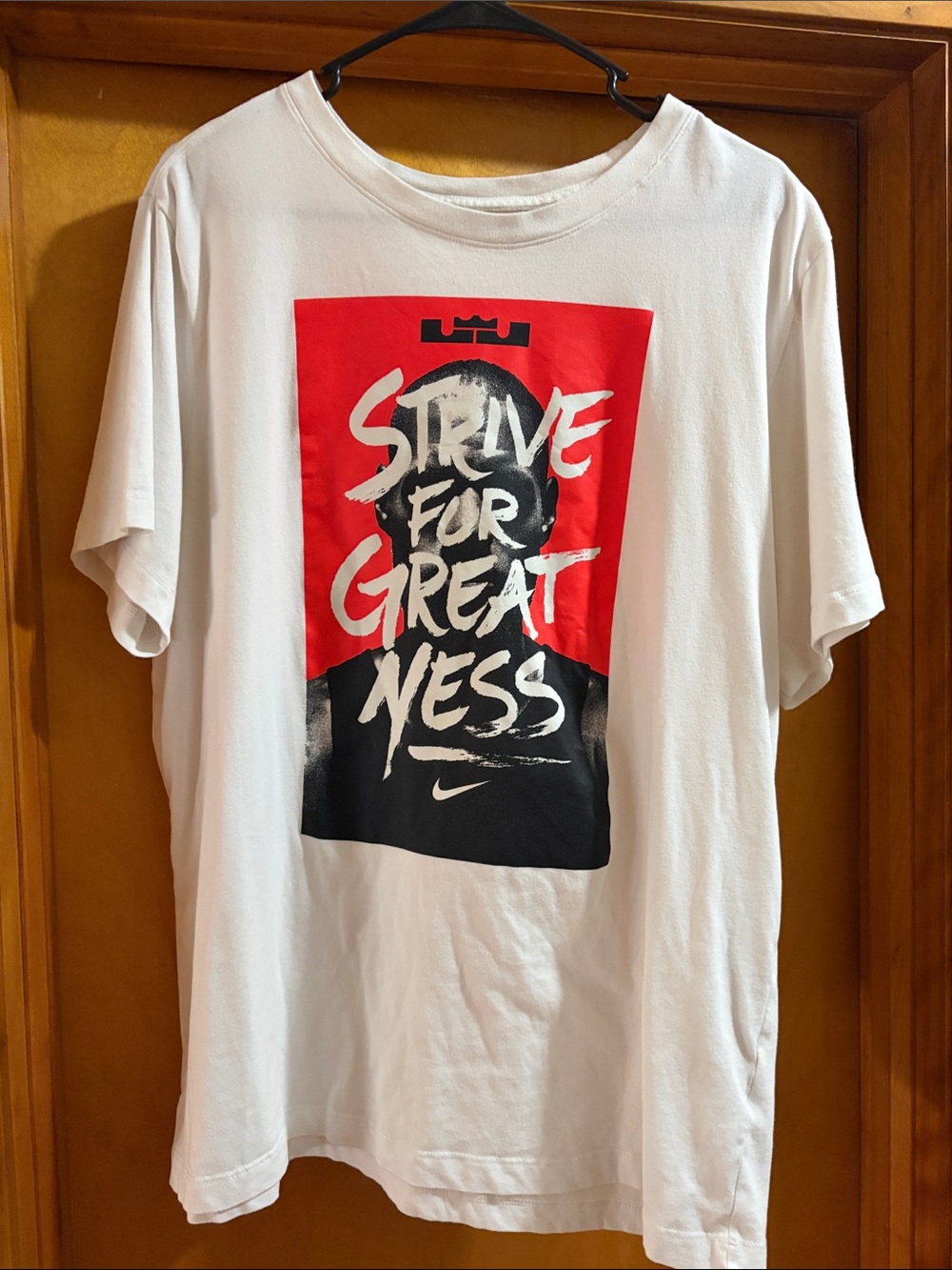 Nike White Short-Sleeve Tee with Red and Black Graphic